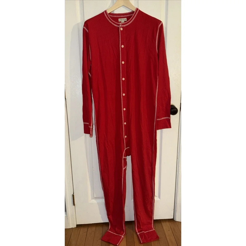 NEW J.Crew Men's Knit Goods Red Thermals Long Sleeve Size M 90's Holiday Flap